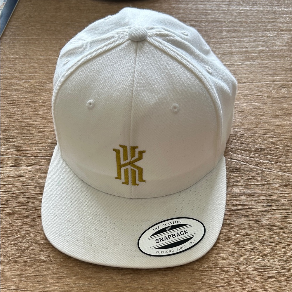Kyrie Erving  White Snapback Cap with Gold Logo